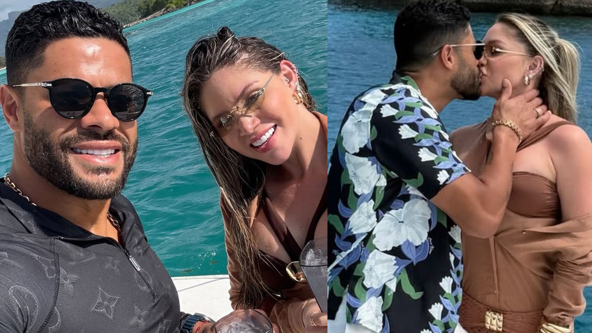 Hulk Paraíba surge em clima de romance com a esposa em ilha paradisíaca