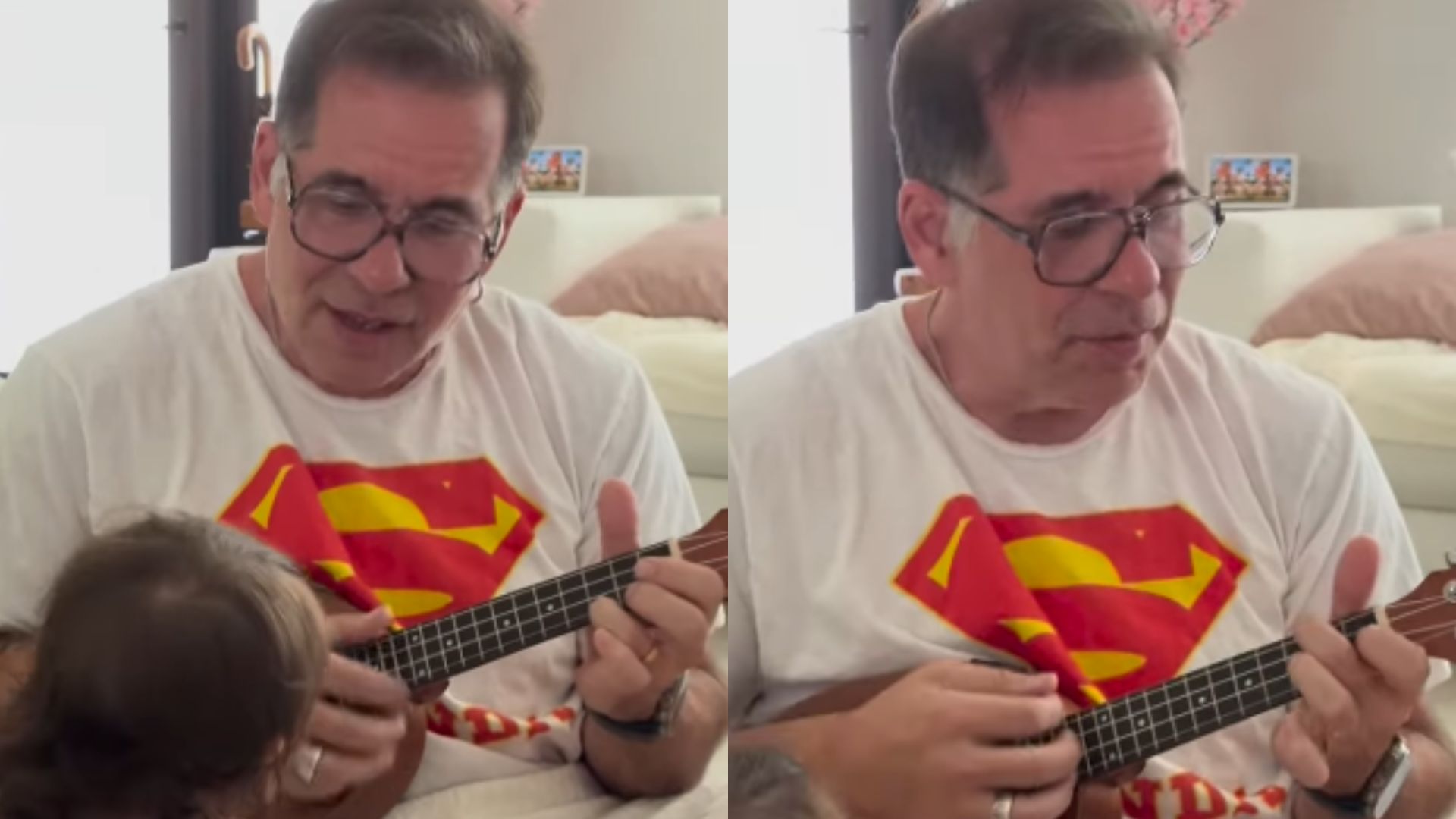 Leandro Hassum canta para a neta e registro raro surpreende os fãs: “Vovô fofo”