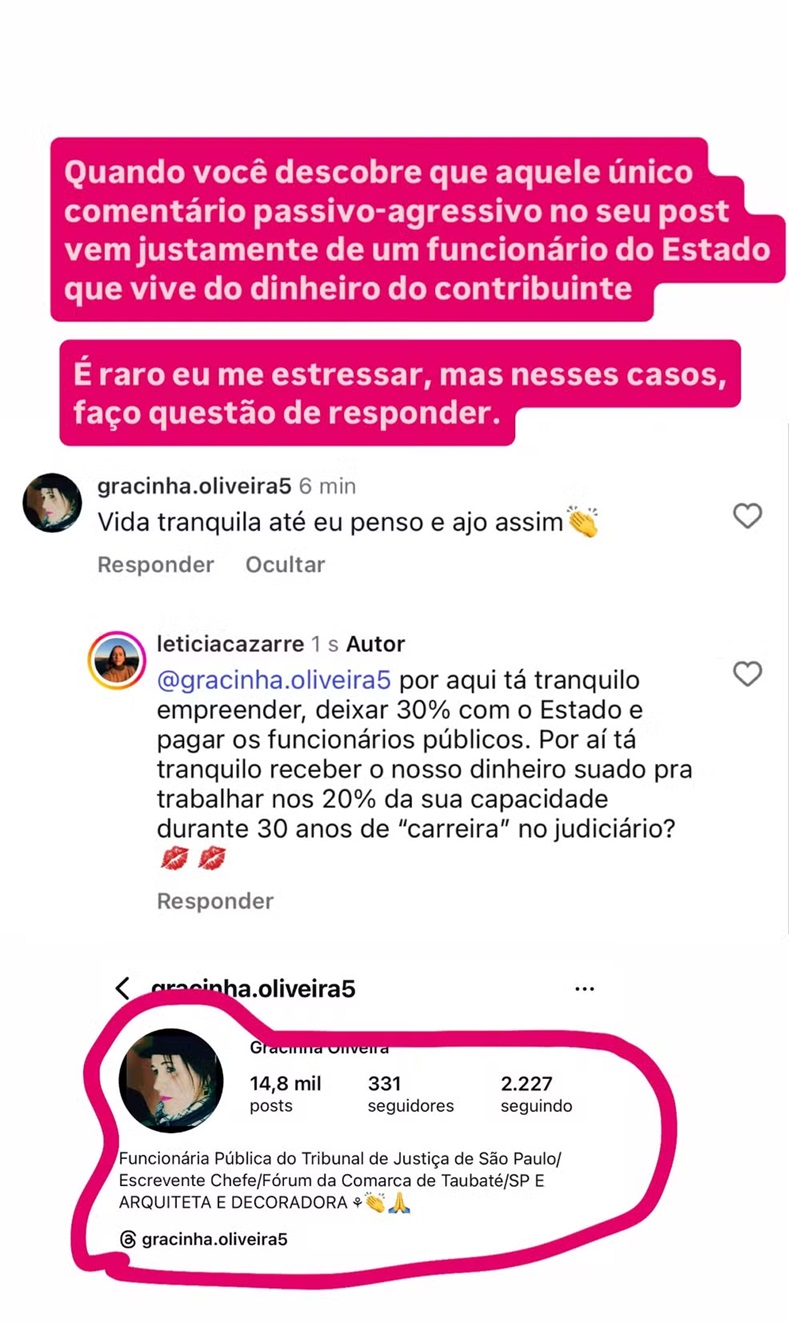 Comentário de Leticia Cazarré - Foto: Reprodução/Instagram