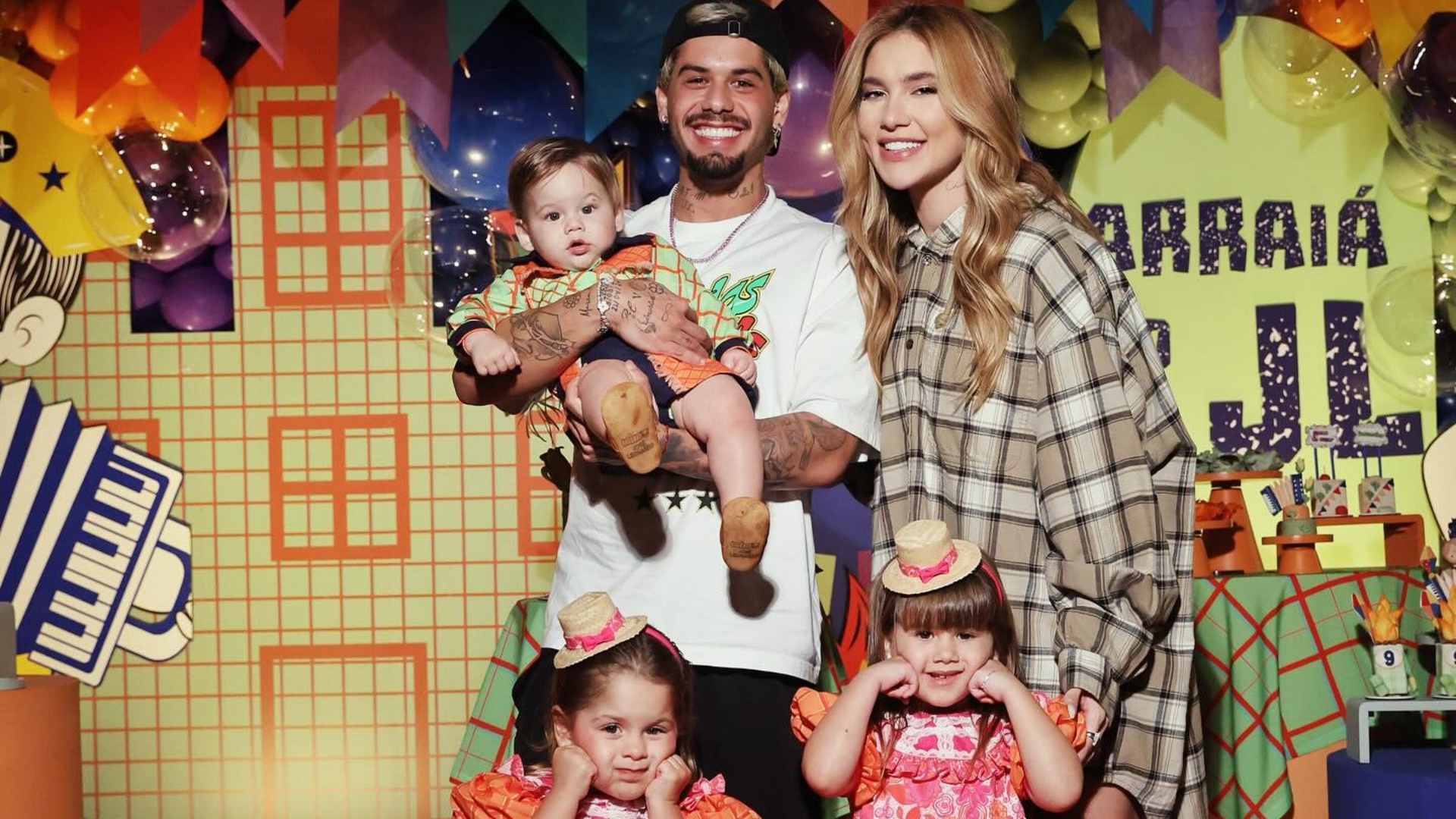 Virginia Fonseca e Zé Felipe surgem juntos em festa de mesversário do filho