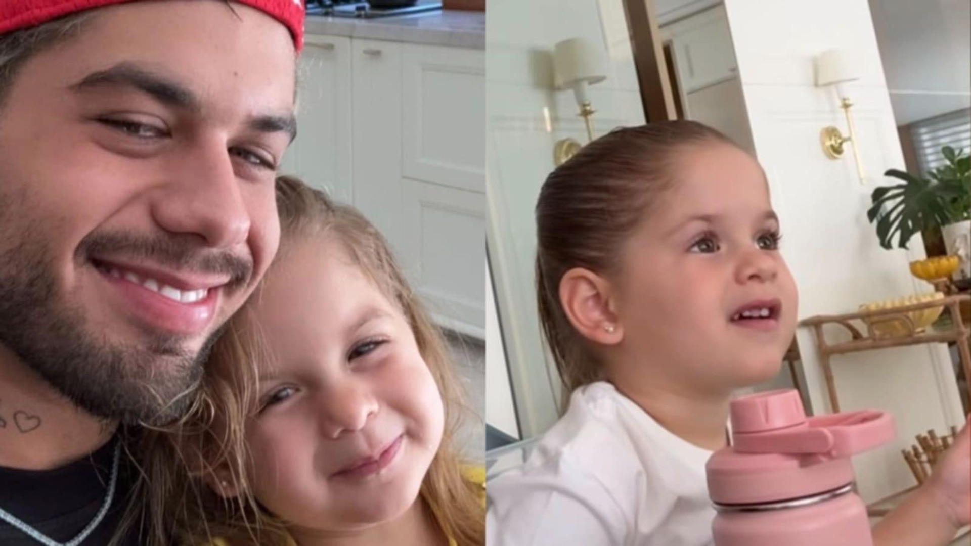 Zé Felipe toma café da manhã com Maria Flor em mansão; veja