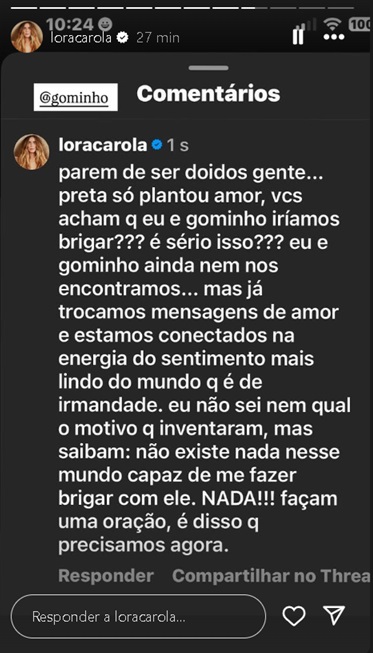 Desabafo de Carolina Dieckmmann - Foto: Reprodu&ccedil;&atilde;o / Instagram