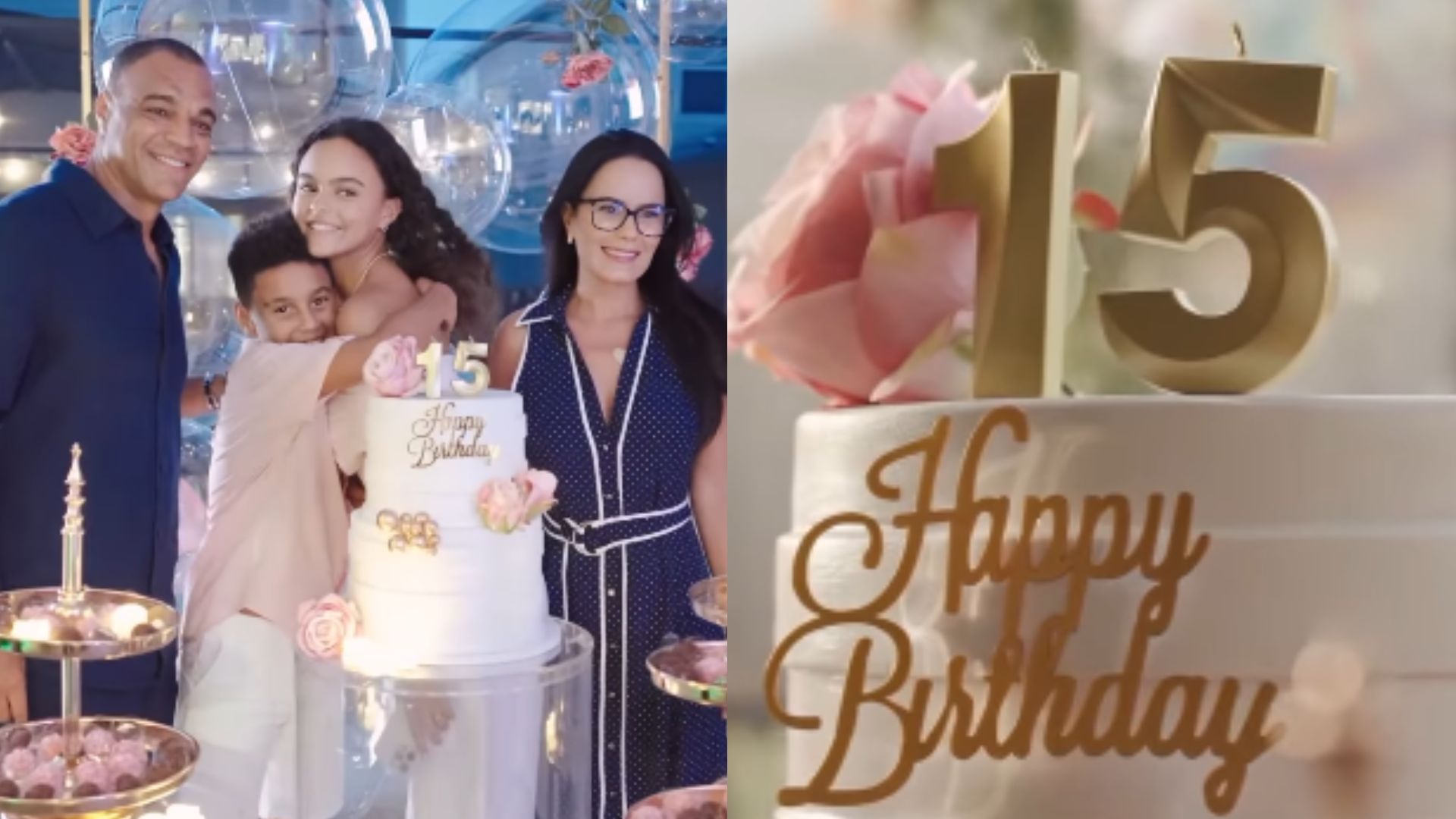 Luciele Di Camargo mostra detalhes da festa surpresa de 15 anos da filha