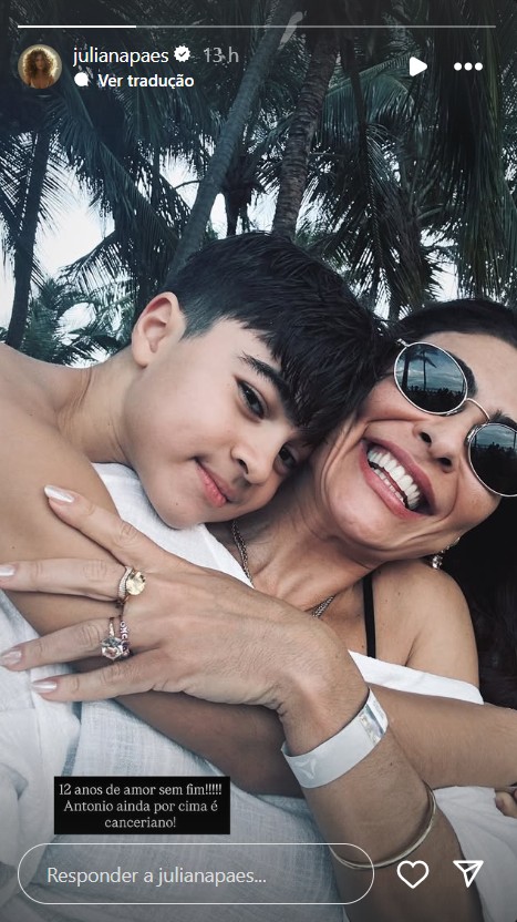 Juliana Paes celebra 12 anos do filho - Reprodu&ccedil;&atilde;o/Instagram