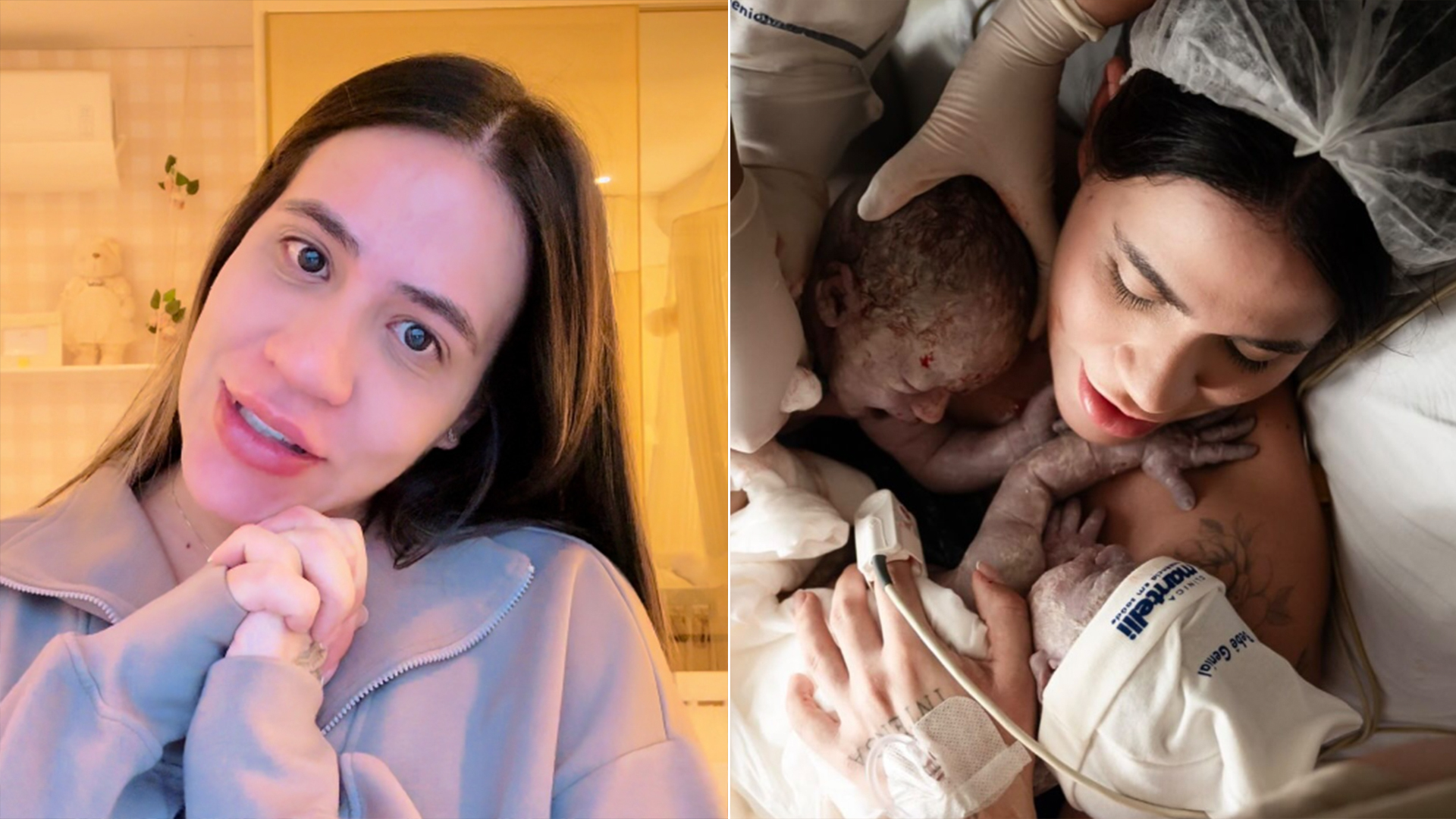 Depois de perder 1 filho, influencer Karine Carrijo dá à luz gêmeos