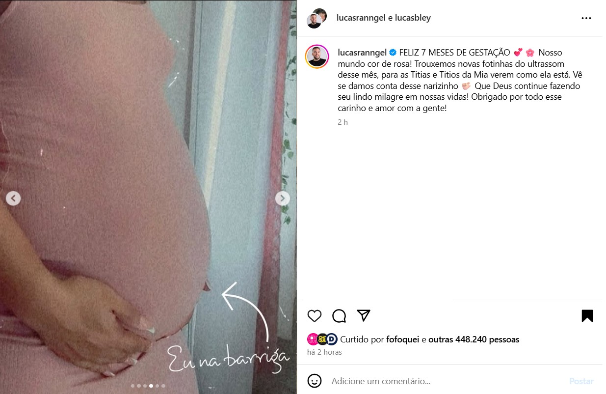 Lucas Rangel e Lucas Bley celebram 7 meses da gesta&ccedil;&atilde;o de Mia - Reprodu&ccedil;&atilde;o/Instagram