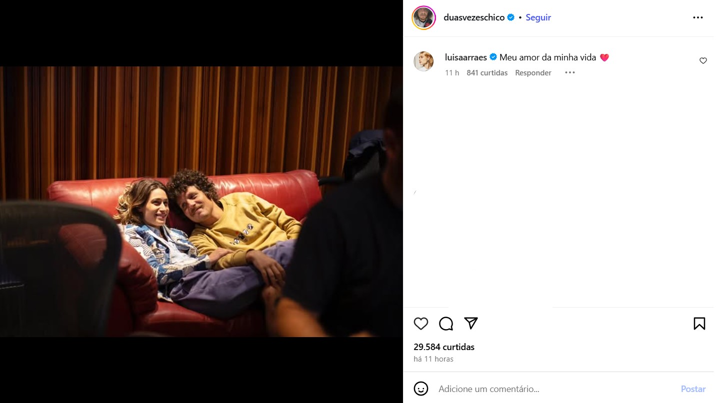 Luisa Arraes e Chico Chico - Foto: Reprodu&ccedil;&atilde;o / Instagram
