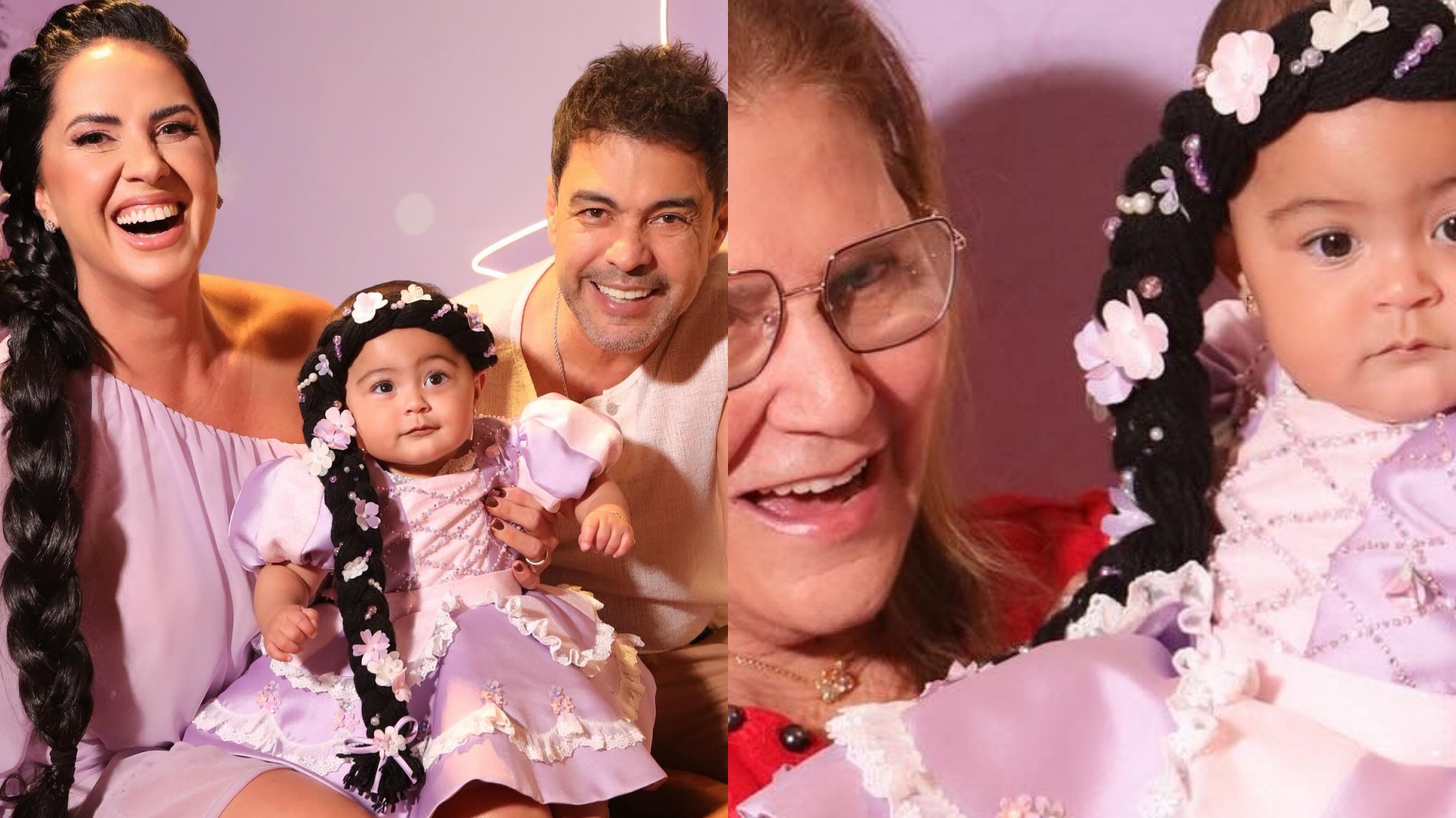 Mãe de Zezé Di Camargo marca presença na festa de mesversário da neta caçula