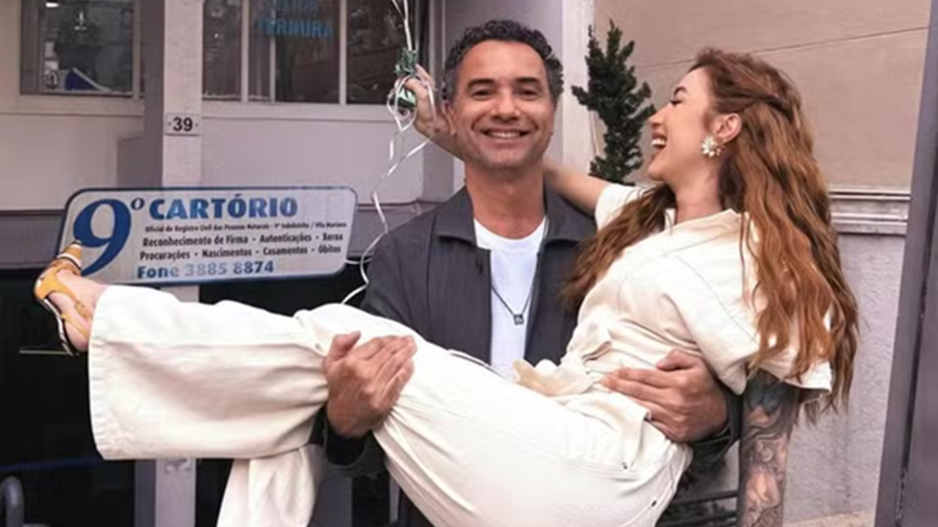 Marco Luque se casa com Jessica Correia e mostra as fotos: ‘Pulamos de fase’