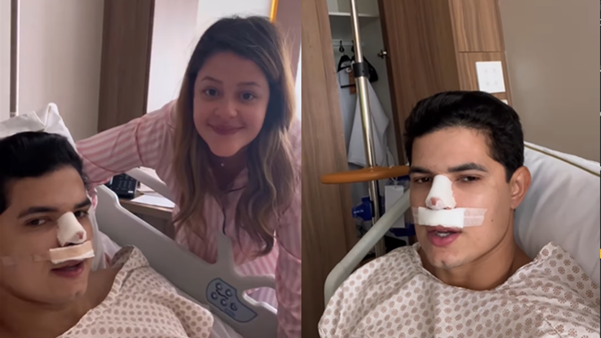 Genro de Tom Cavalcante mostra antes e depois de cirurgia plástica no nariz