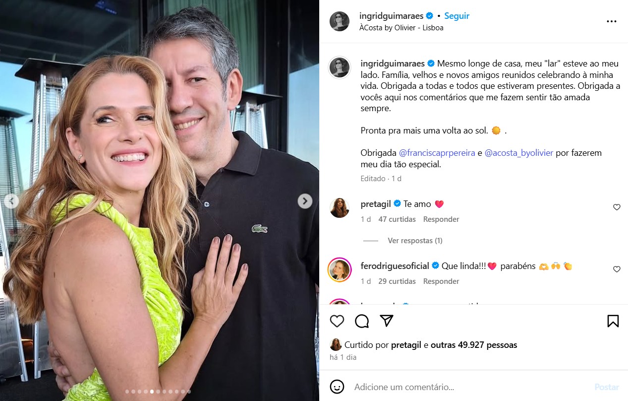 Ingrid Guimarães e René Machado - Reprodução/Instagram