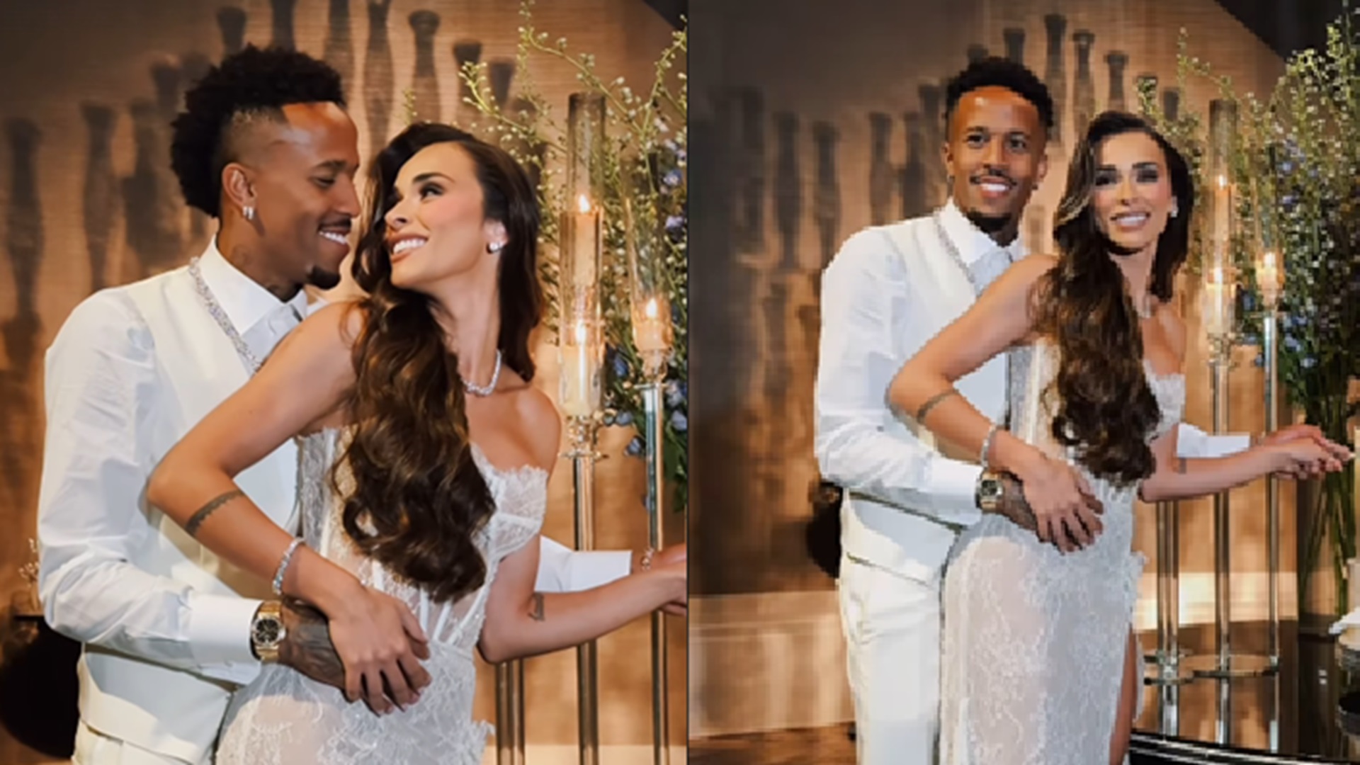 Bolo do casamento de Éder Militão e Tainá Castro teve vários andares; veja a foto