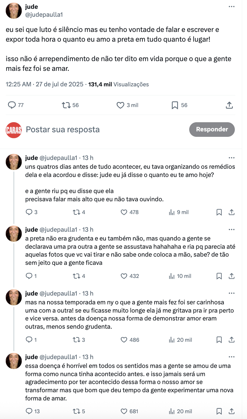 Post de Jude Paulla sobre Preta Gil