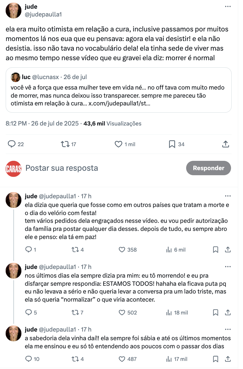 Post de Jude Paulla sobre Preta Gil