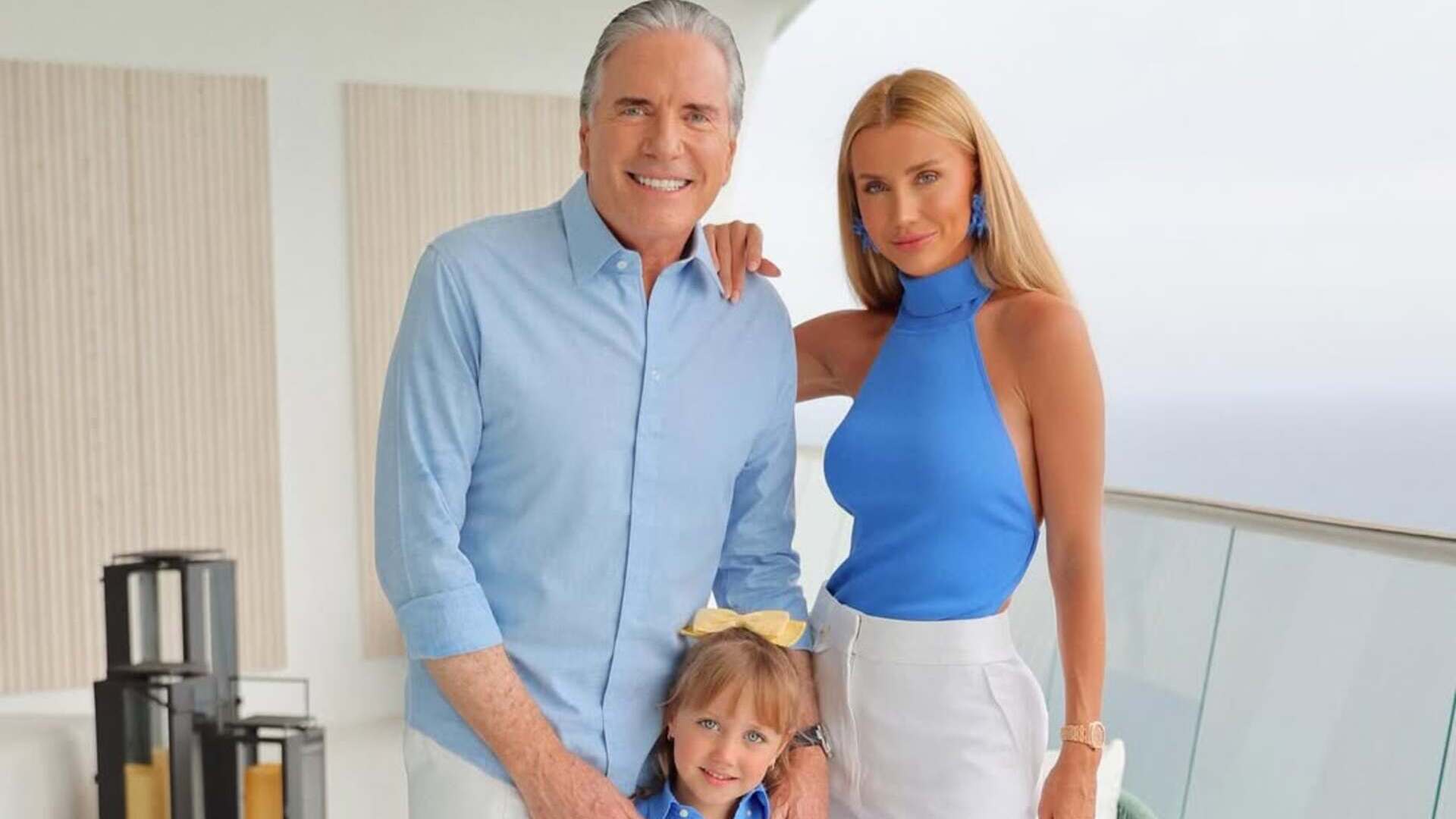 Roberto Justus e Ana Paula Siebert combinam looks com a filha: ‘Parecem uma pintura’