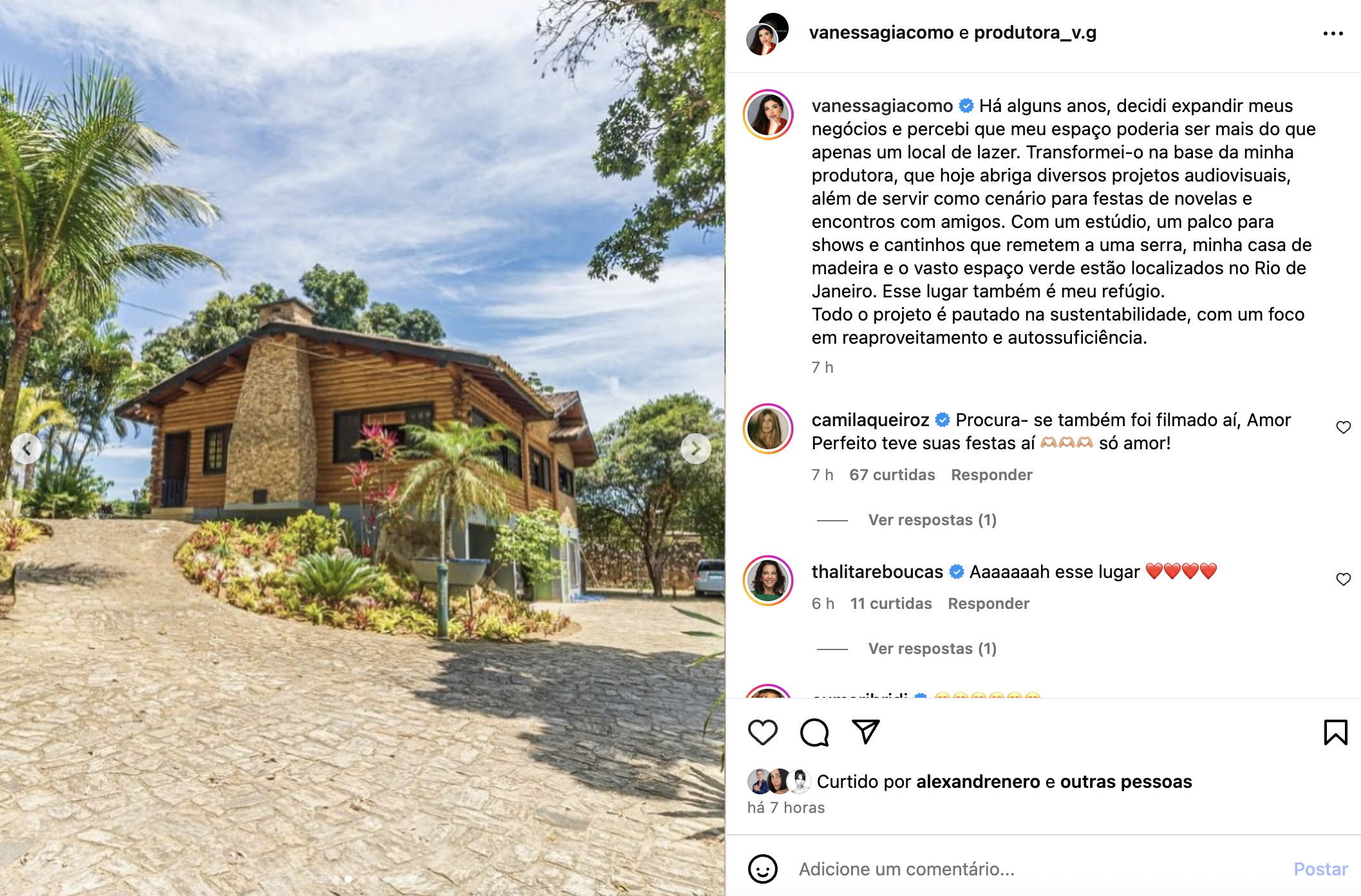 Casa de madeira de Vanessa Gi&aacute;como - Foto: Reprodu&ccedil;&atilde;o / Instagram