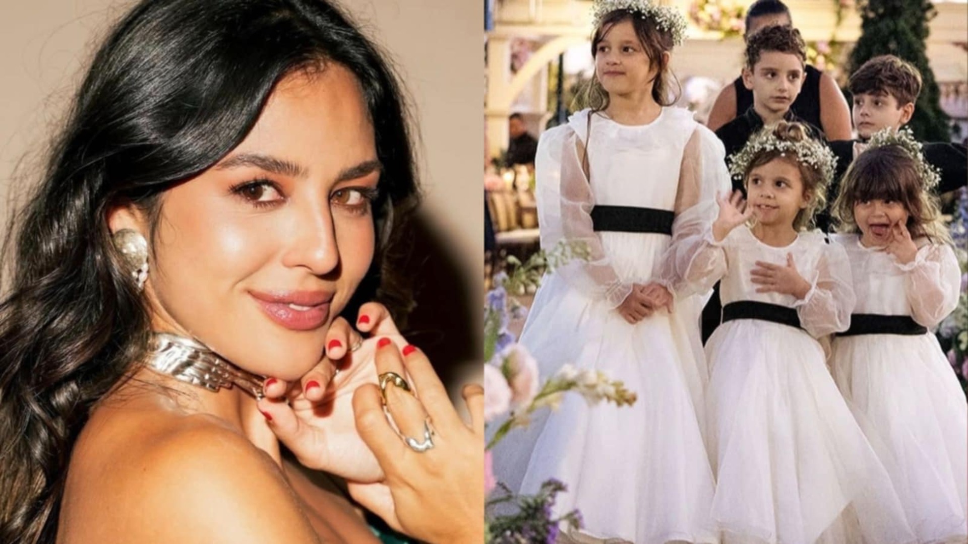 Yanna Lavigne mostra fotos das filhas no casamento de Giovanna Lancellotti