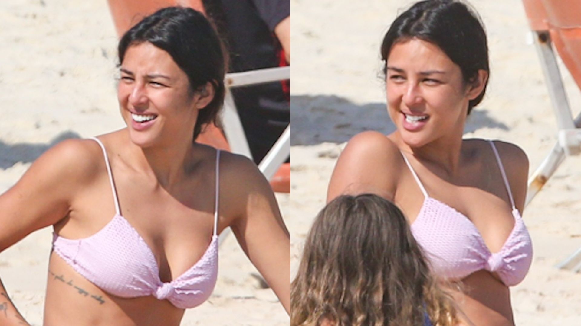 Yanna Lavigne aproveita dia de praia no Rio ao lado da filha caçula