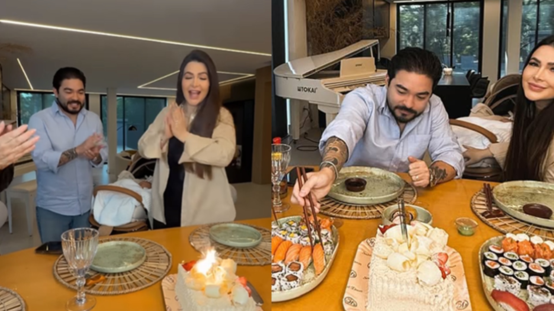 Yudi Tamashiro faz festa de aniversário para a esposa com apenas uma convidada