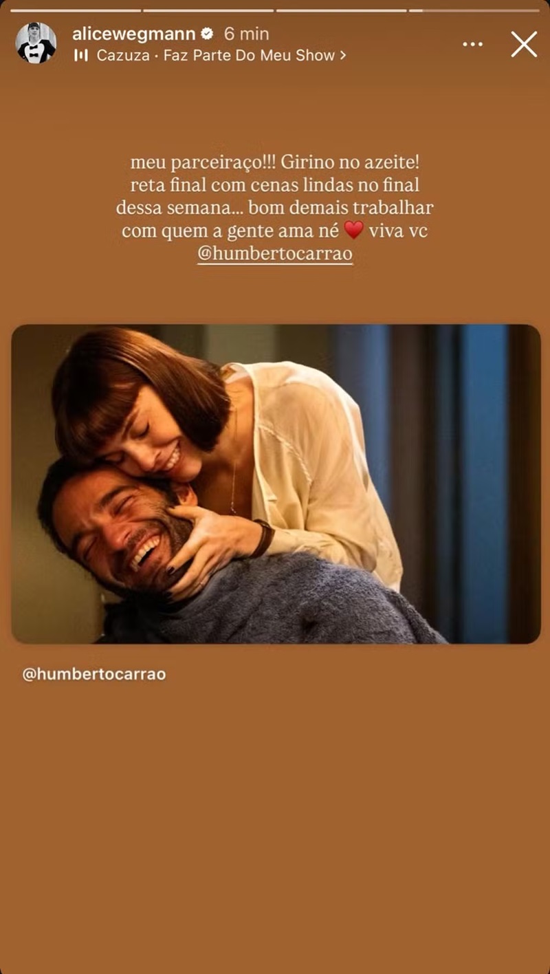 Alice Wegmann se declara para Humberto Carr&atilde;o - Foto: Reprodu&ccedil;&atilde;o-Instagram 