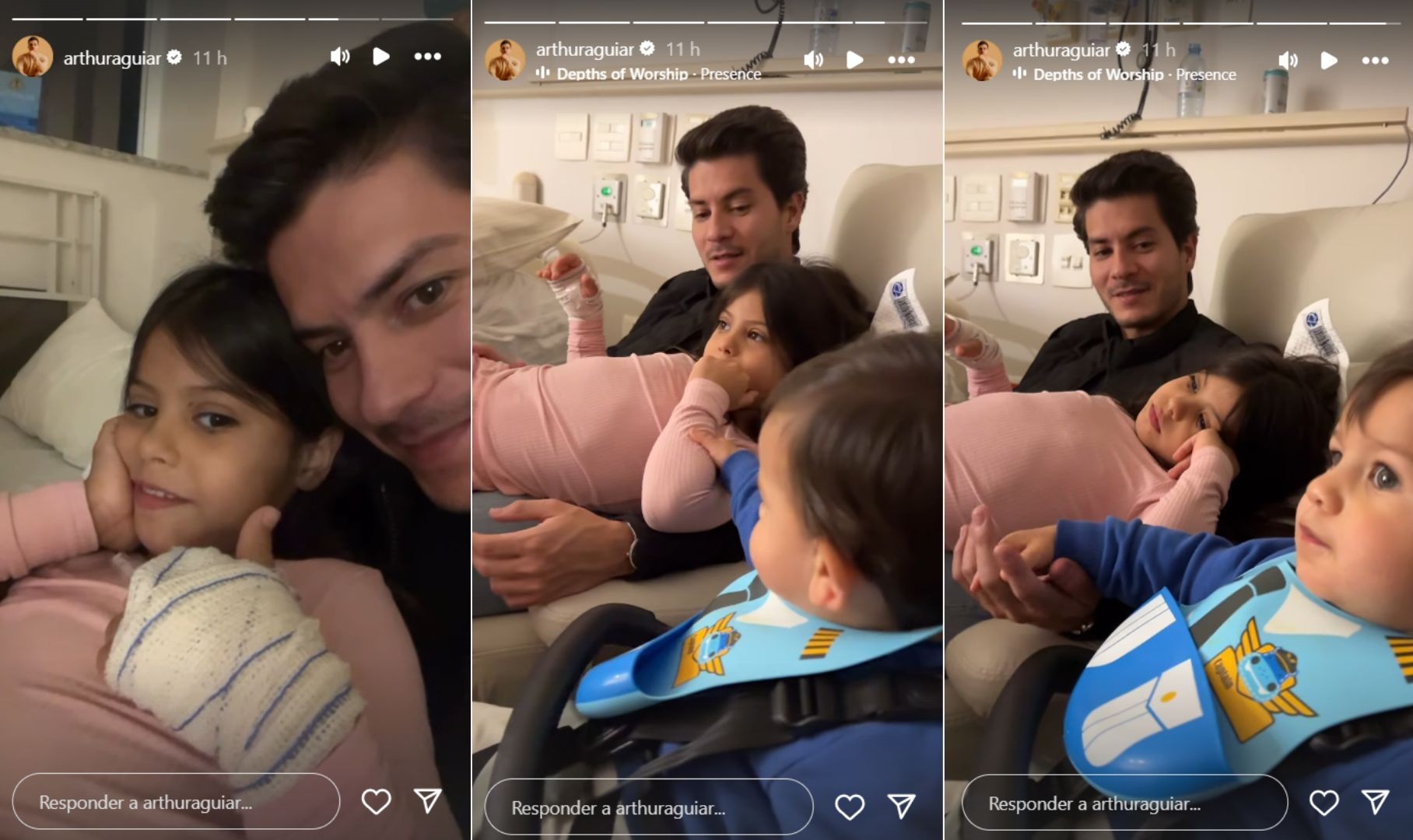 Arthur Aguiar visitou a filha ap&oacute;s cirurgia, em agosto - Reprodu&ccedil;&atilde;o / Instagram