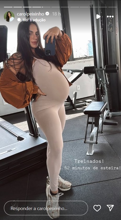 Carol Peixinho exibe o barrig&atilde;o na reta final da gravidez - Reprodu&ccedil;&atilde;o/Instagram