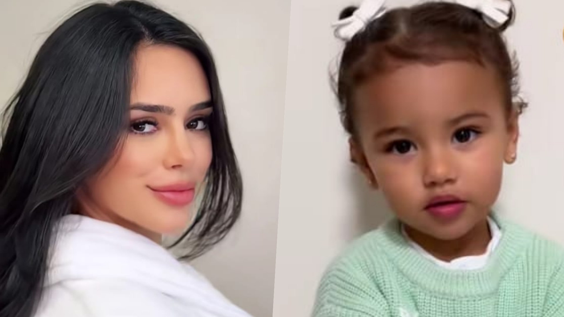 Mavie, filha de Bruna Biancardi e Neymar, rouba a cena ao surgir fazendo careta