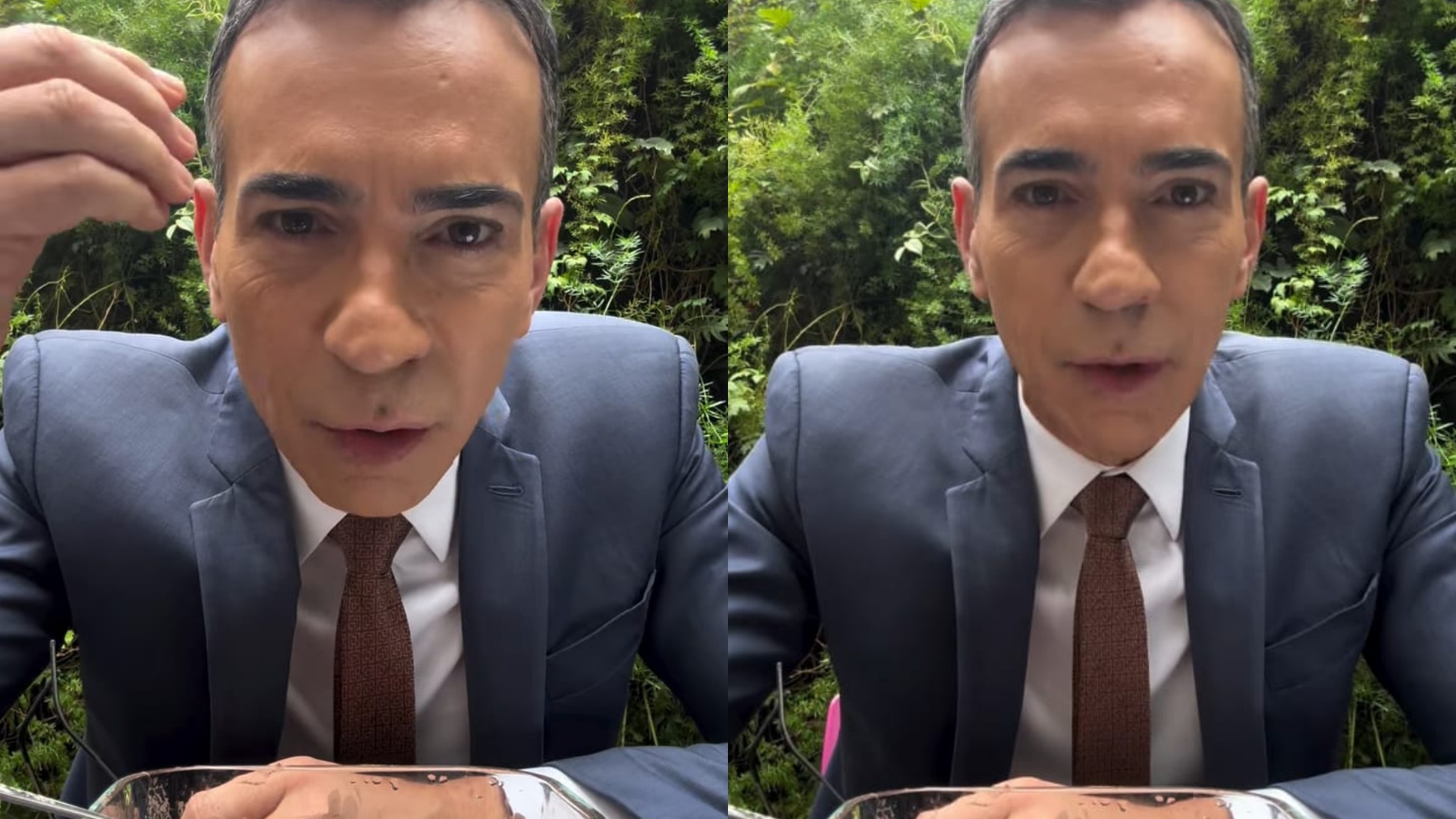 César Tralli foge da rotina e mostra marmita diferente: ‘Não é só salada’