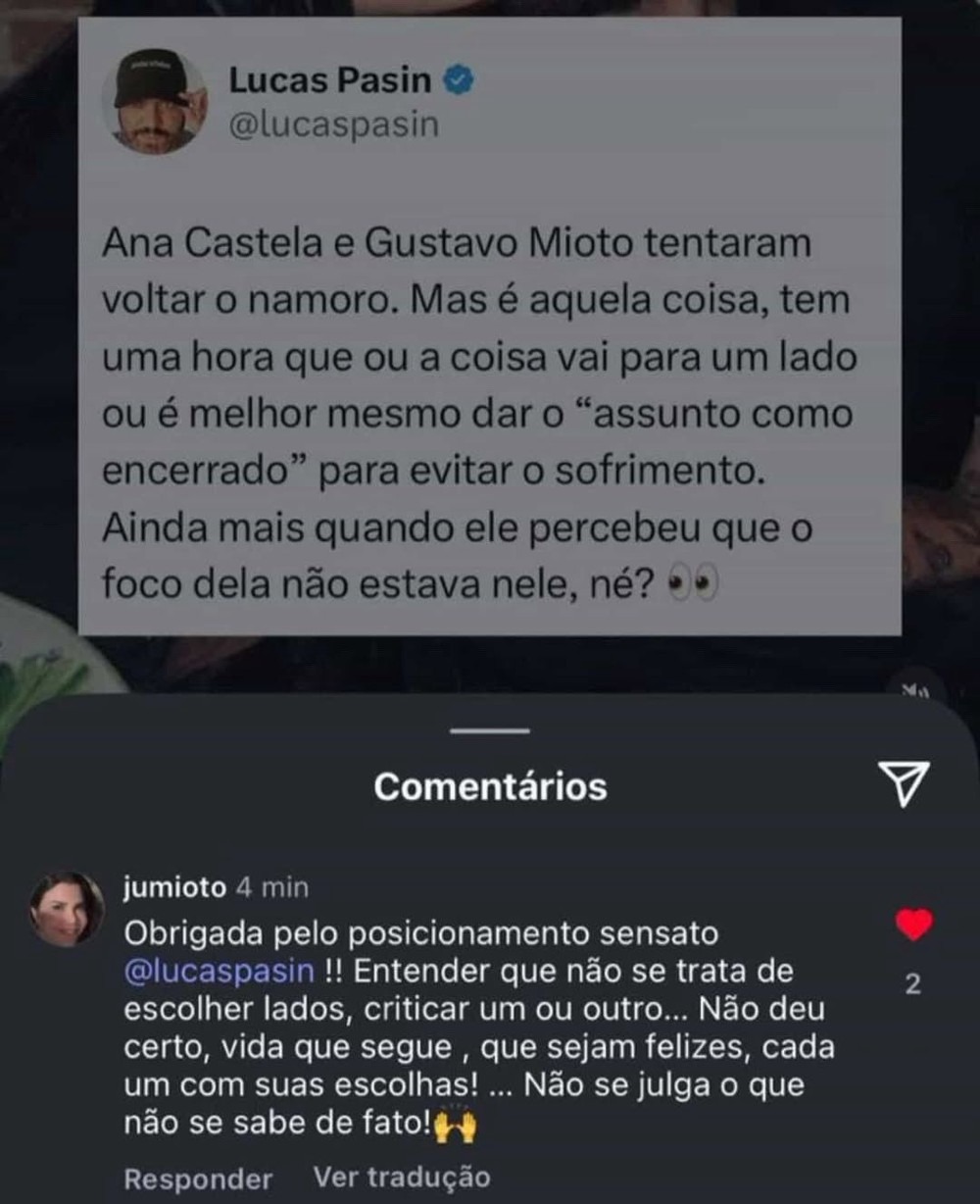 M&atilde;e de Gustavo Mioto comenta t&eacute;rmino do cantor com Ana Castela - Foto: Reprodu&ccedil;&atilde;o/Instagram