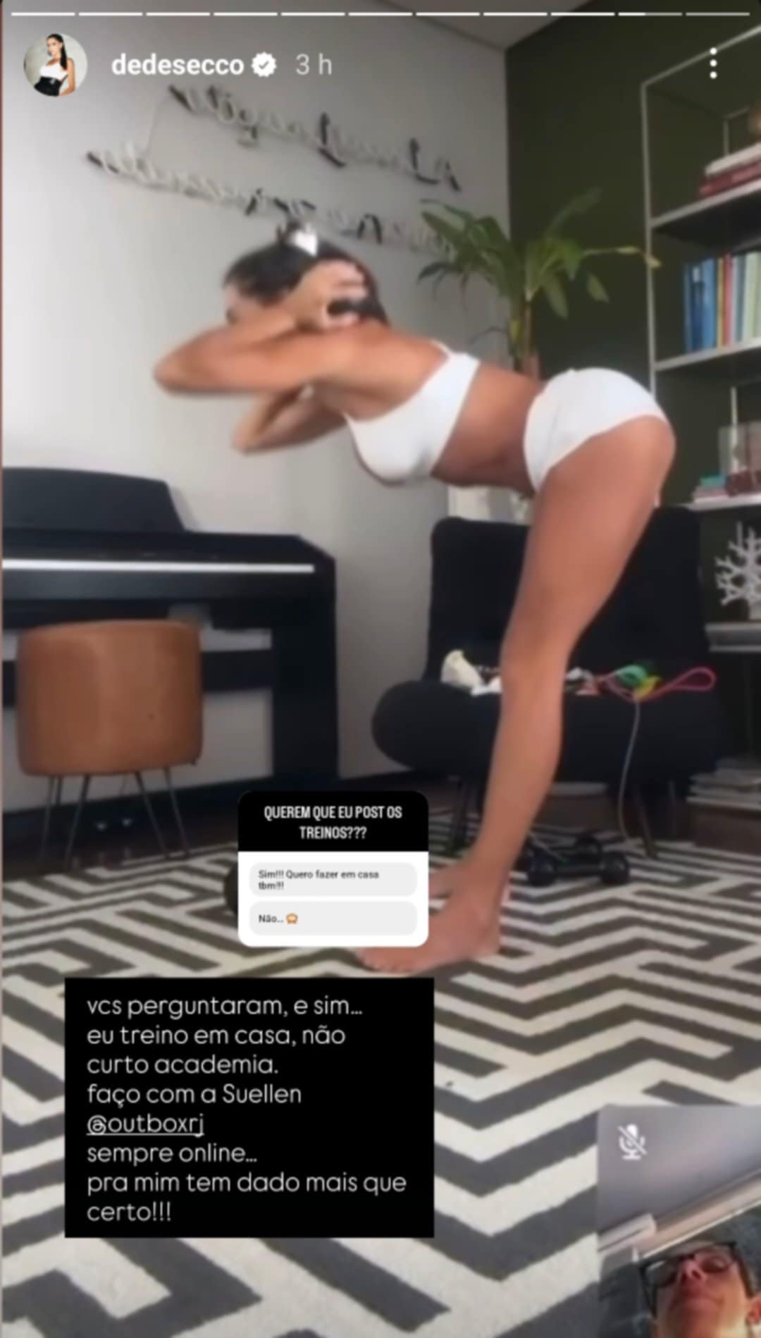 Deborah Secco impressiona ao mostrar f&iacute;sico treinando em casa