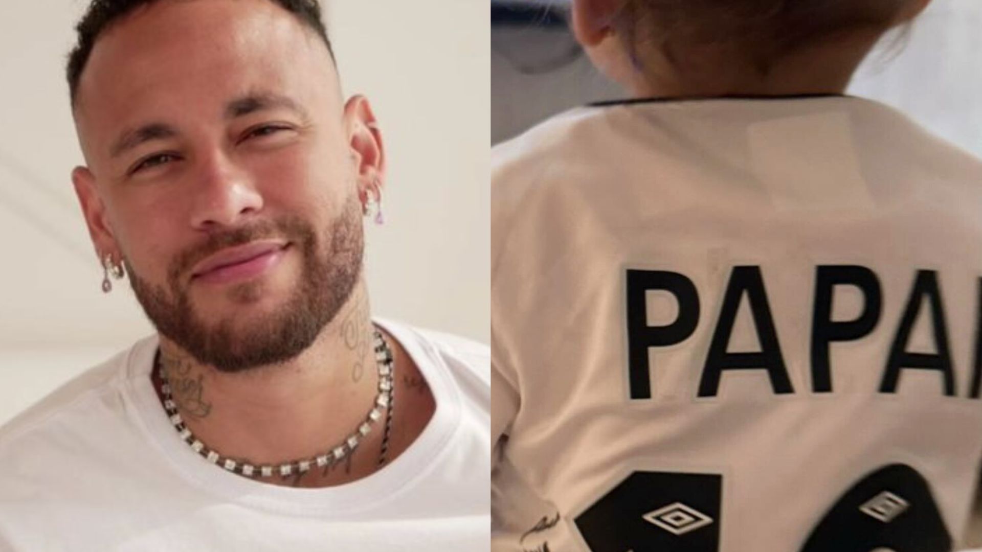 Filha de Neymar Jr surge com camisa do time Santos autografada pelo pai