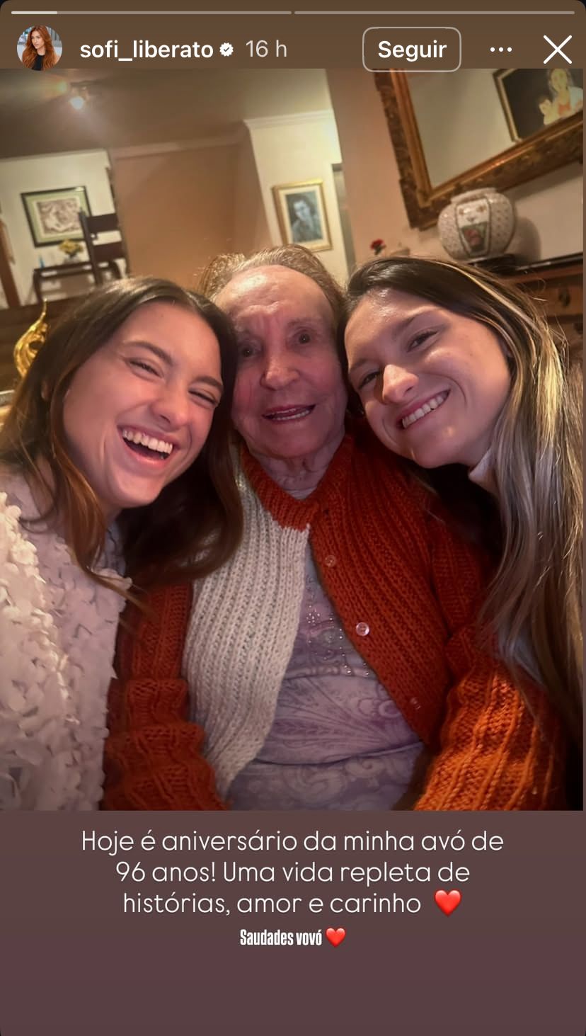 Sofia e Marina celebram 96 anos da av&oacute; - Foto: Reprodu&ccedil;&atilde;o/Instagram