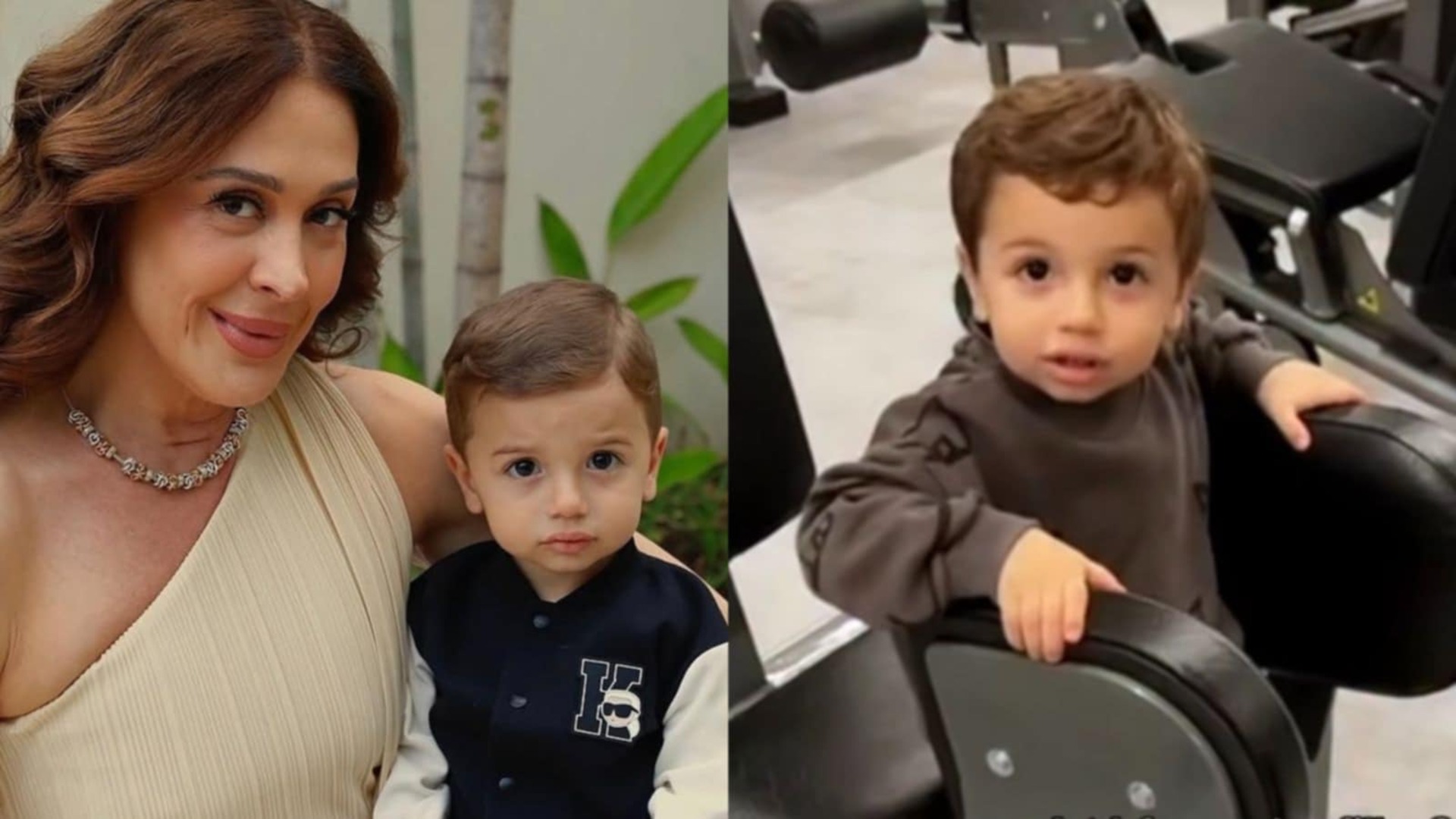 Filho de Claudia Raia passa dos limites da fofura ao surgir ‘malhando’ na academia