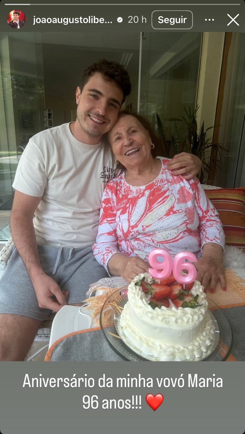Jo&atilde;o Augusto Liberato celebra 96 anos da av&oacute; - Foto: Reprodu&ccedil;&atilde;o/Instagram
