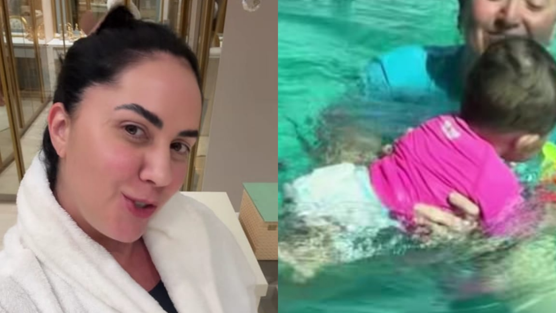 Graciele Lacerda encanta ao mostrar aula de natação da filha