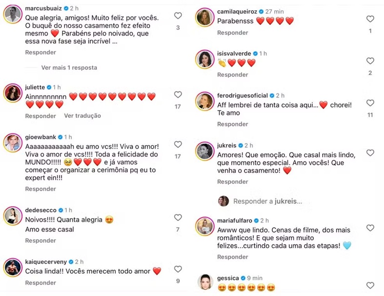 Famosos parabenizam L&eacute;o Fuchs e Gustavo pelo noivado &mdash; Foto: Reprodu&ccedil;&atilde;o/Instagram