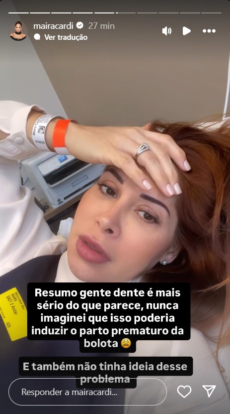 Ma&iacute;ra Cardi revela que problema odontol&oacute;gico pode causar parto - Reprodu&ccedil;&atilde;o/Instagram