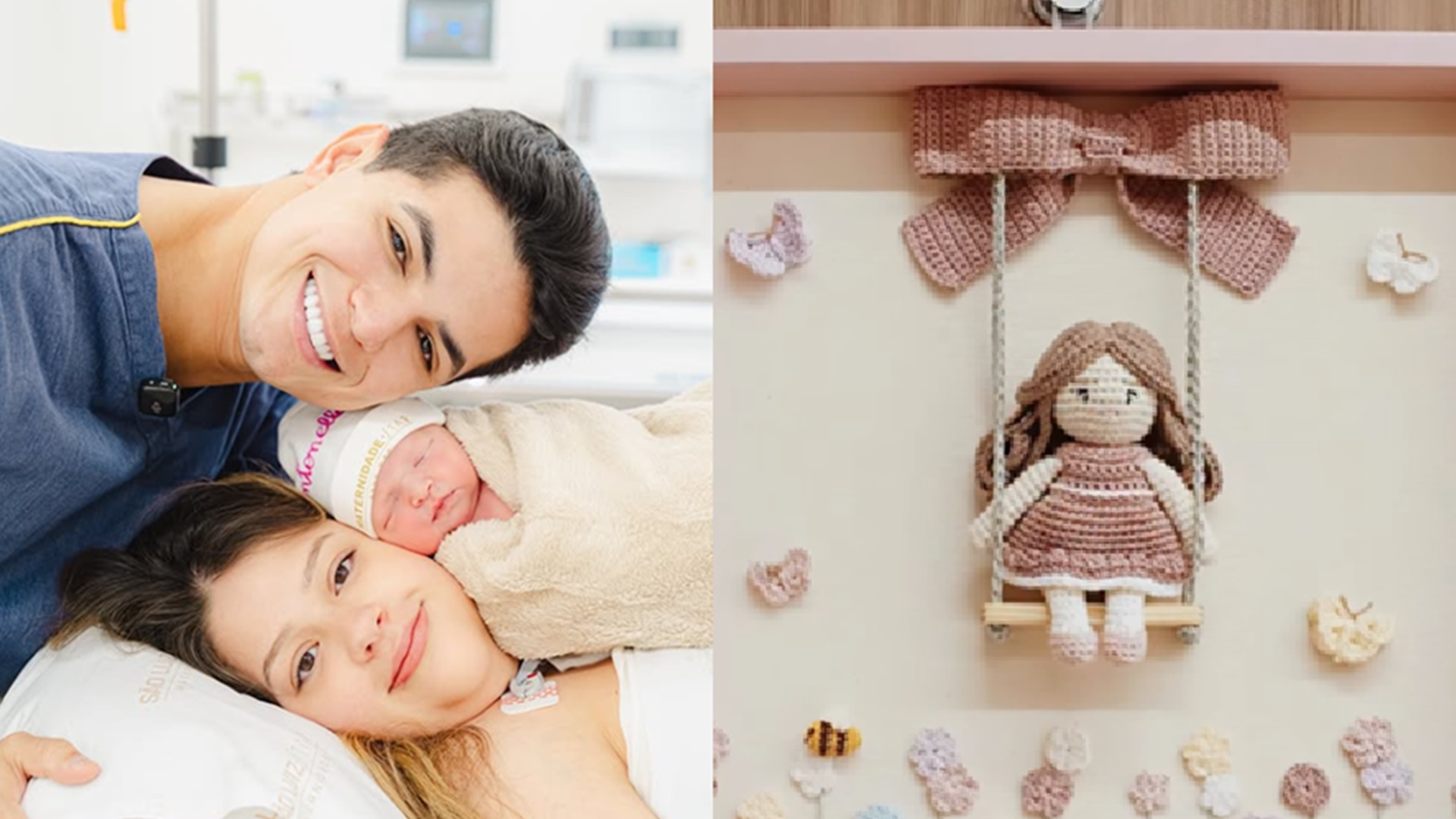 Após o parto, filha de Tom Cavalcante exibe decoração e lembrancinhas de maternidade