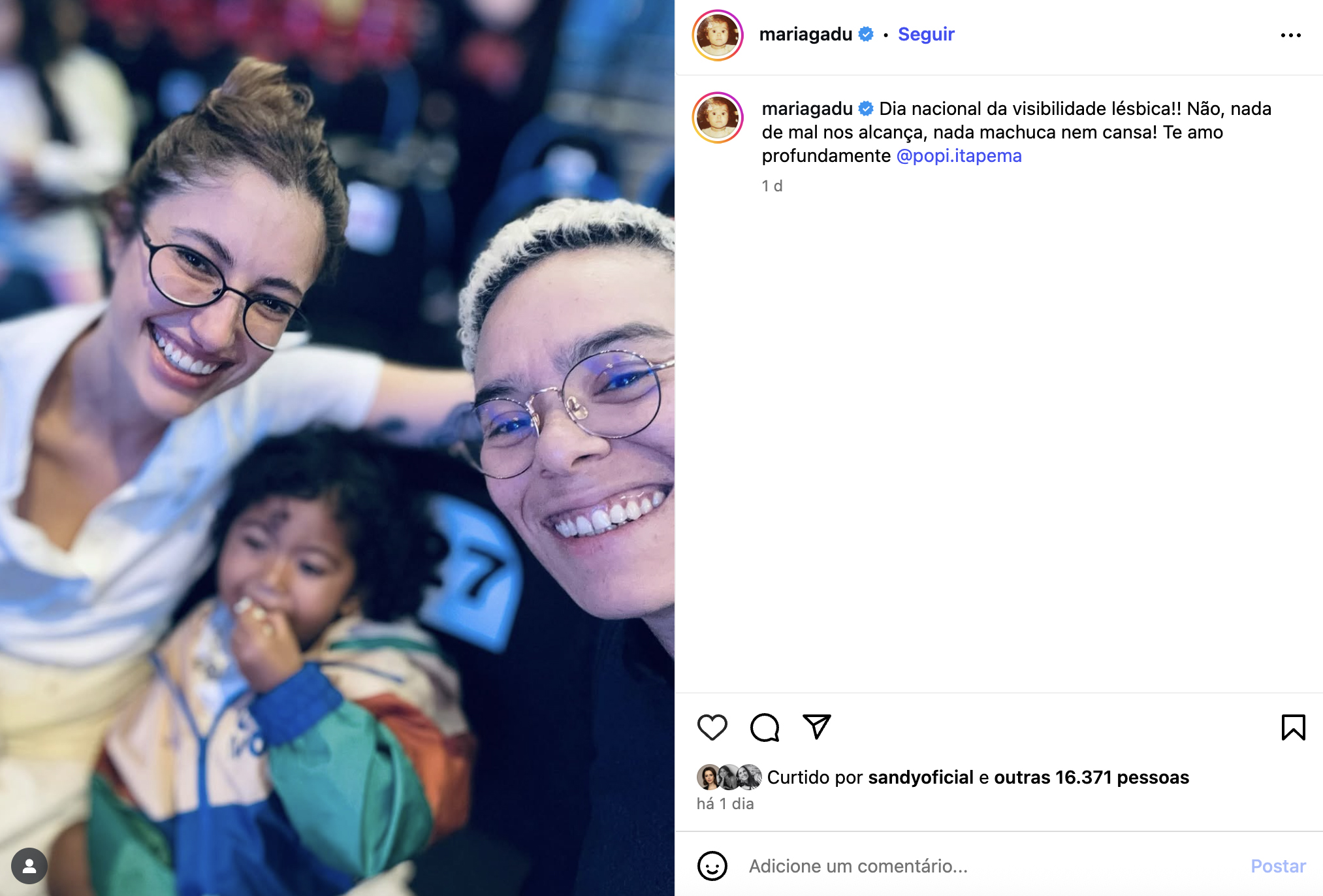Maria Gad&uacute; e fam&iacute;lia - Foto: Reprodu&ccedil;&atilde;o / Instagram