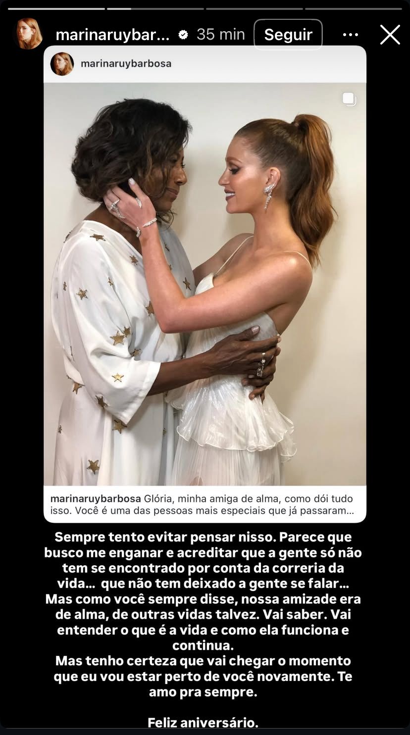 Marina Ruy Barbosa homenageia Gloria Maria - Reprodu&ccedil;&atilde;o/Instagram