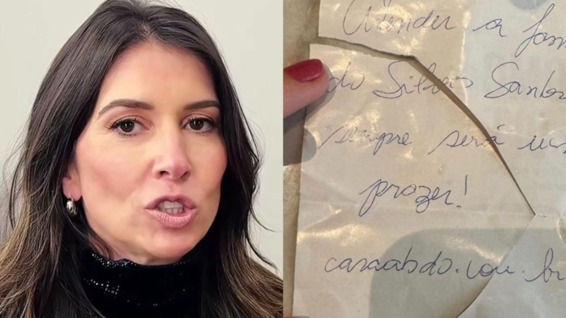 Rebeca Abravanel se emociona ao receber recado em encomenda