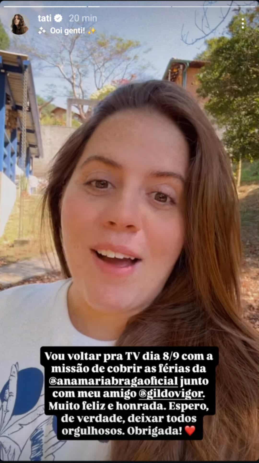 Tati Machado fala sobre retorno ao trabalho