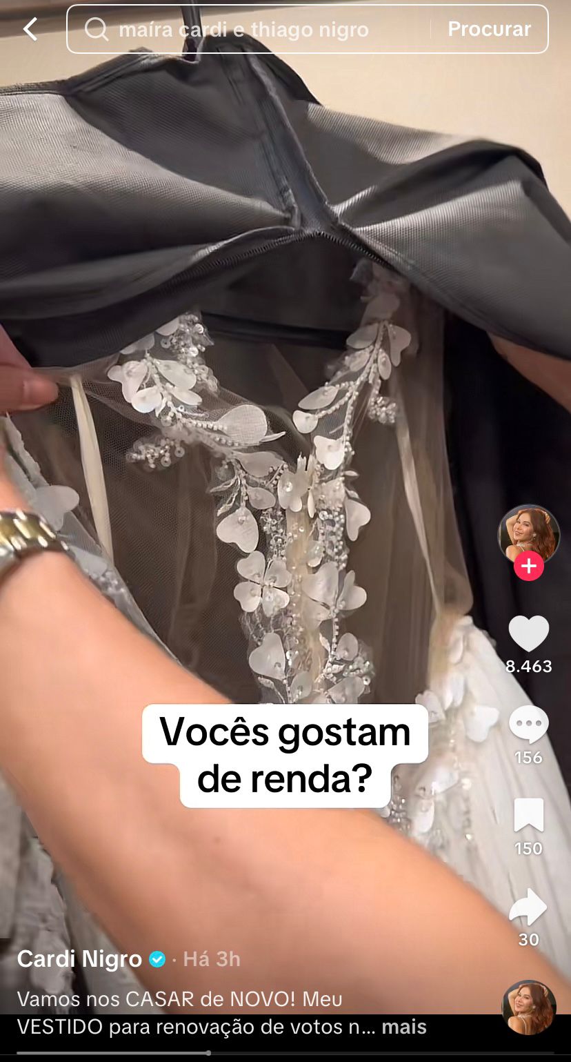 Ma&iacute;ra Cardi mostra spoiler de seu vestido para renova&ccedil;&atilde;o de votos - Reprodu&ccedil;&atilde;o/Instagram