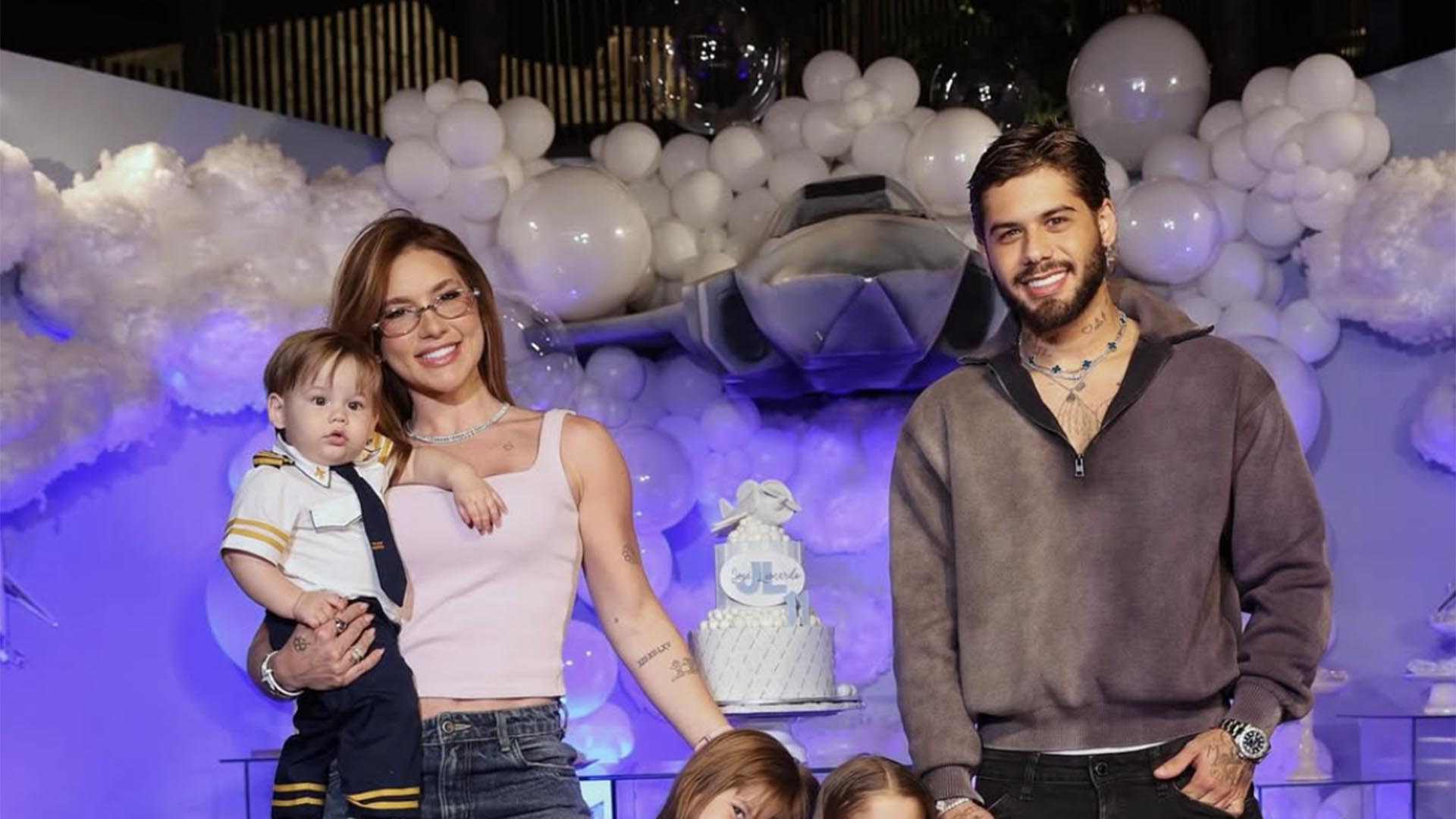 Virginia e Zé Felipe se encontram na festa de 11 meses de José Leonardo