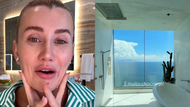 Ana Paula Siebert se choca com vista do chuveiro de seu novo apartamento em Miami