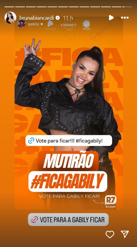 Bruna Biancardi declara torcida para Gabily - Reprodução/Instagram @brunabiancardi