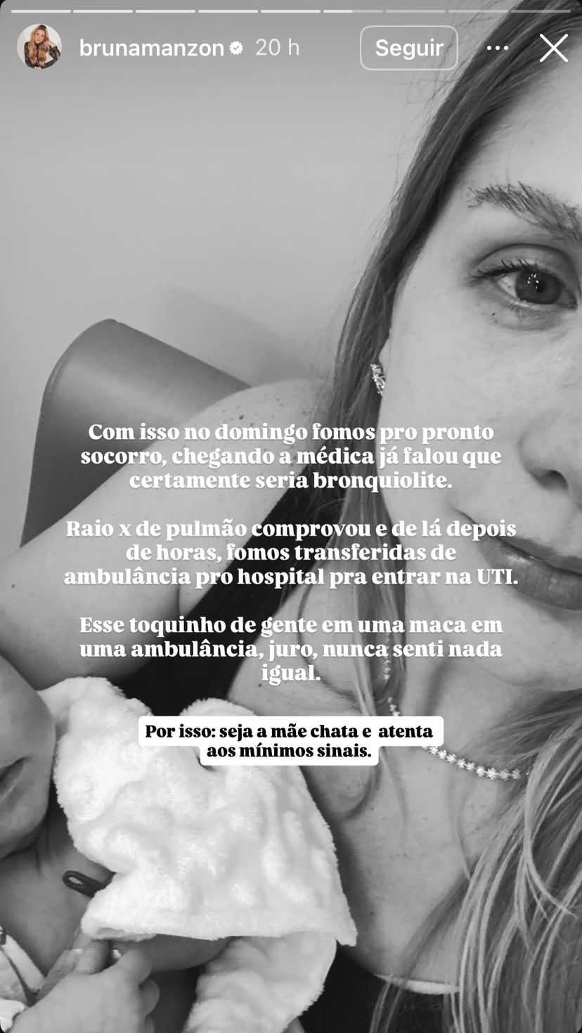 Filha de Bruna Manzon recebe alta - Reprodução/Instagram @brunamanzon