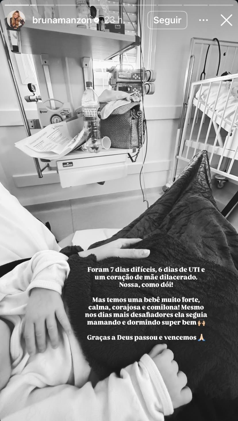 Filha de Bruna Manzon recebe alta - Reprodução/Instagram @brunamanzon