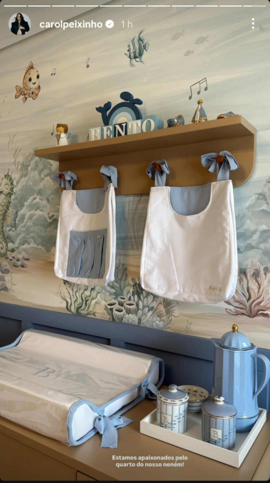 Carol Peixinho mostra cantinho quarto de Bento