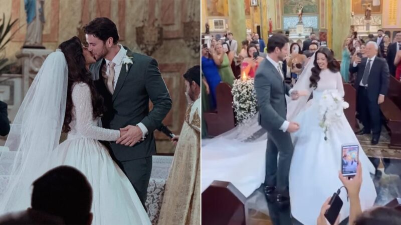 Casamento de Lais Caldas e Gustavo Marsengo - Foto: Reprodução / Instagram @eslomarques e @afiune_caio
